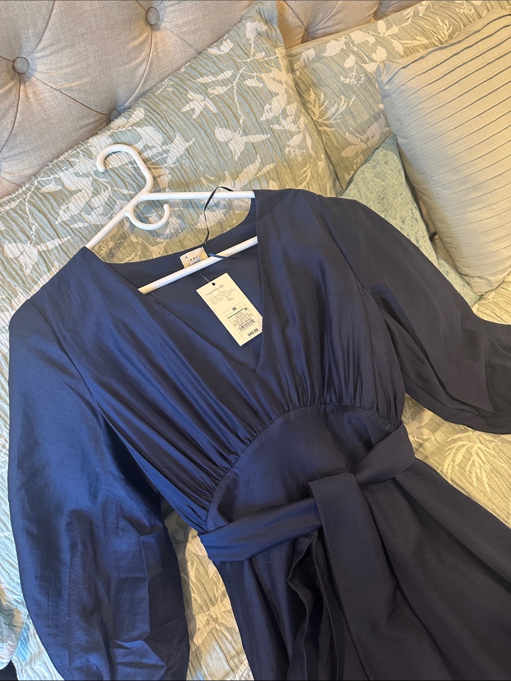 A New Day Navy Tie-Waist V-Neck Maxi Dress M - Picture 3 of 4